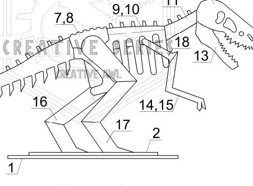 Выкройка фигурка динозавра T-rex из натуральной кожи